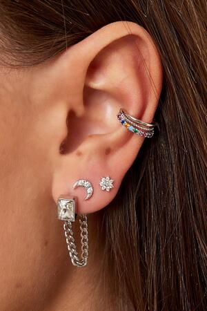Boucle d'oreille avec des pierres de zircon colorées Argenté Cuivré h5 Image2